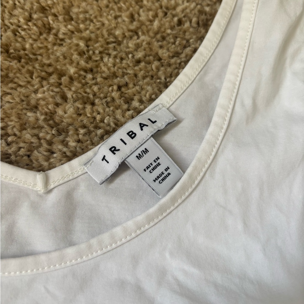 Tribal Cream Scoop Neck Top
